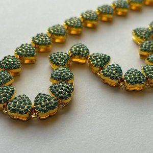 Fifth Avenue Strawberry Chain Necklace Gold Round Cut Blue Zircon 18 inch